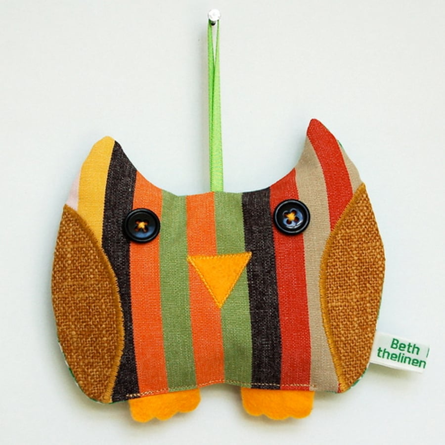 Candy Stripe Owl Lavender Bag