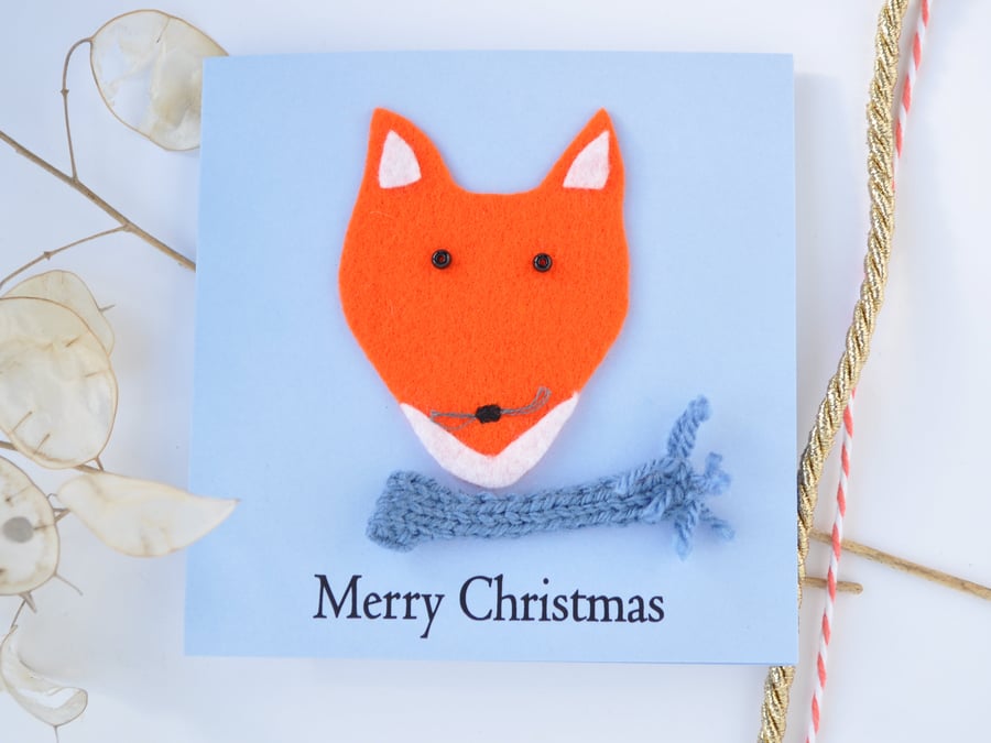 Fox handmade Christmas card
