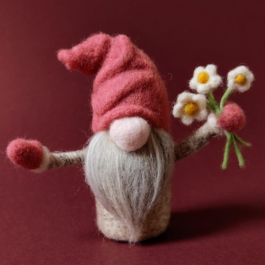 Declan the Gnome! Handmade Scandi decoration. Unique needlefelt ornament.