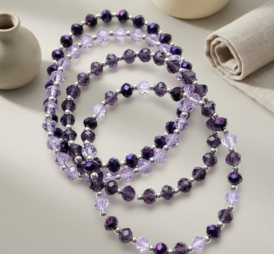 Amethyst Austrian Crystal Stacking Bracelets.