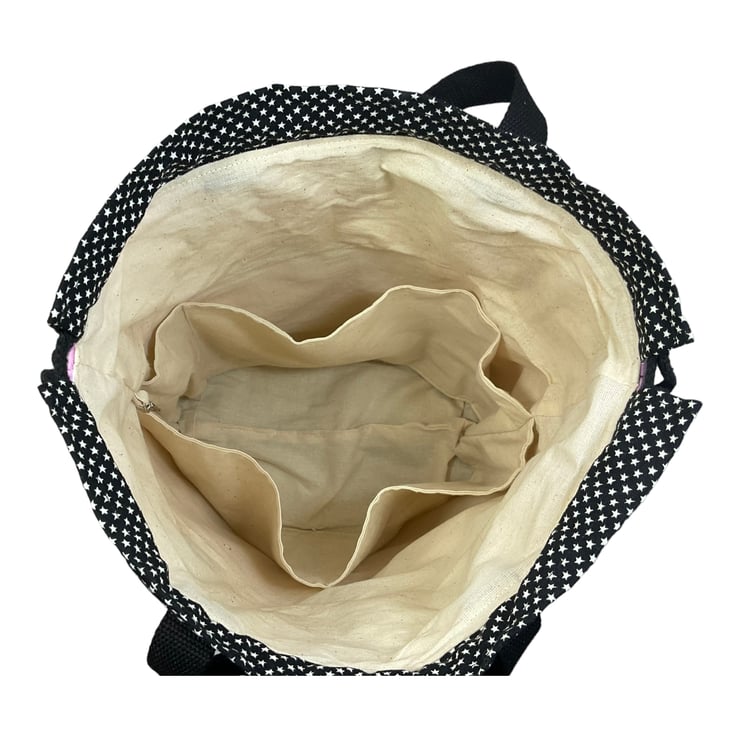 Extra Large drawstring knitting bag with cat pr... - Folksy