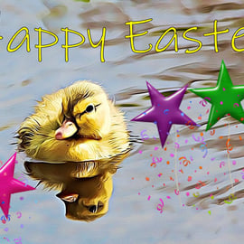 A5 Card Easter Cute Duckling 