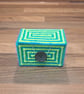 Business card holder - button closure with neon yellow and light blue pattern - Image 3