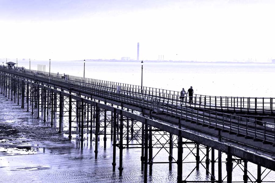 Southend On Sea Pier And Beach Essex England UK Photograph Print