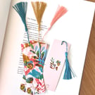 Pink and Blue Floral Bookmark with Tassel