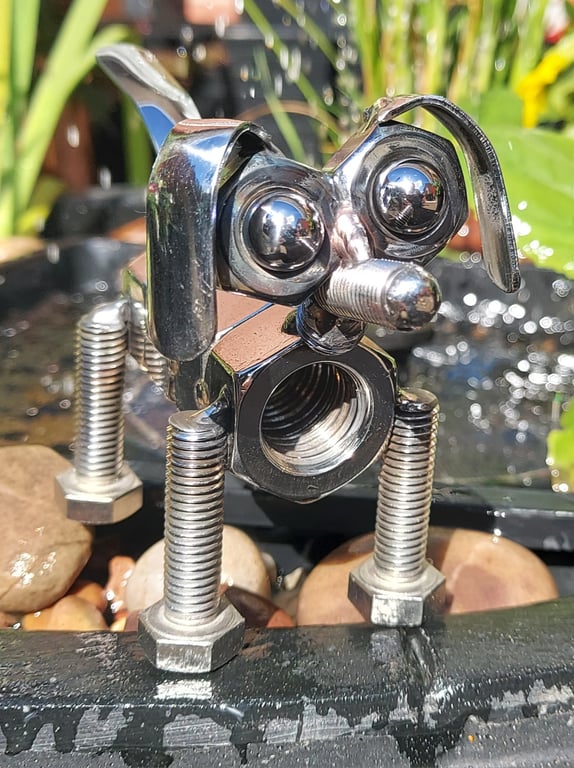 Handcrafted Stainless Steel  nuts & bolts Dog figurine