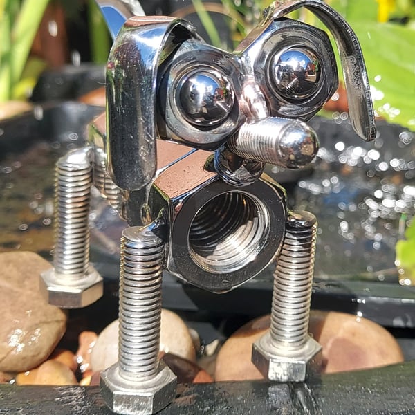 Handcrafted Stainless Steel  nuts & bolts Dog figurine