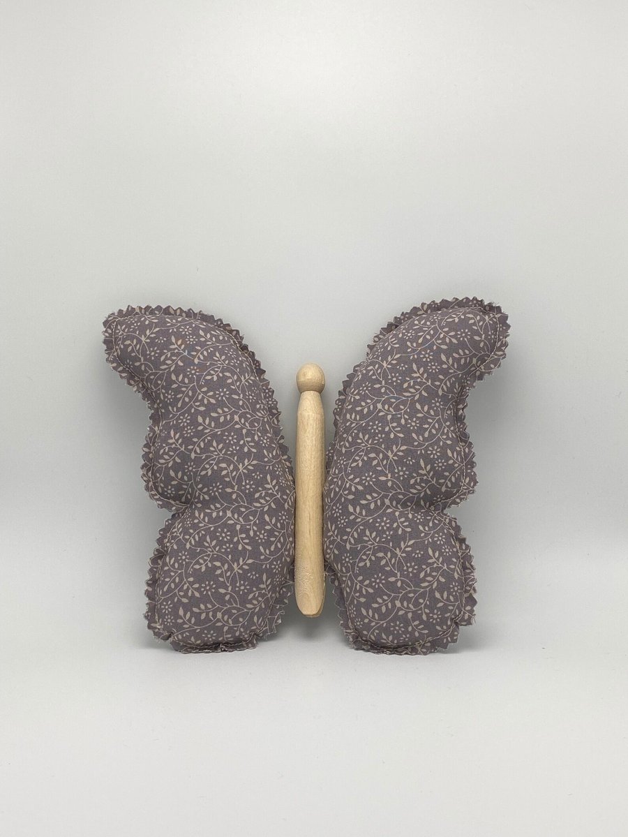 Hanging Clothespin Butterfly Purple Floral Cotton Fabric Spring Farmhouse Decor