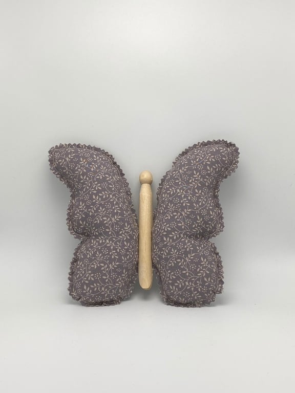 Hanging Clothespin Butterfly Purple Floral Cotton Fabric Spring Farmhouse Decor