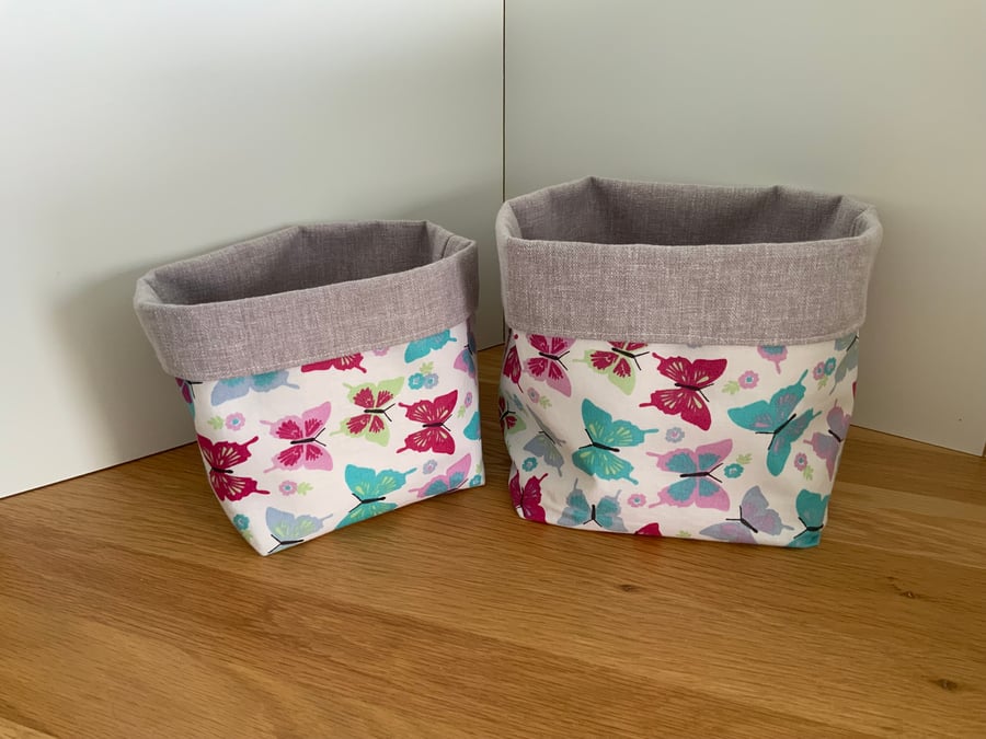 Fabric Storage Box, Set of two, Desk Tidy, Bathroom Storage, Craft Storage