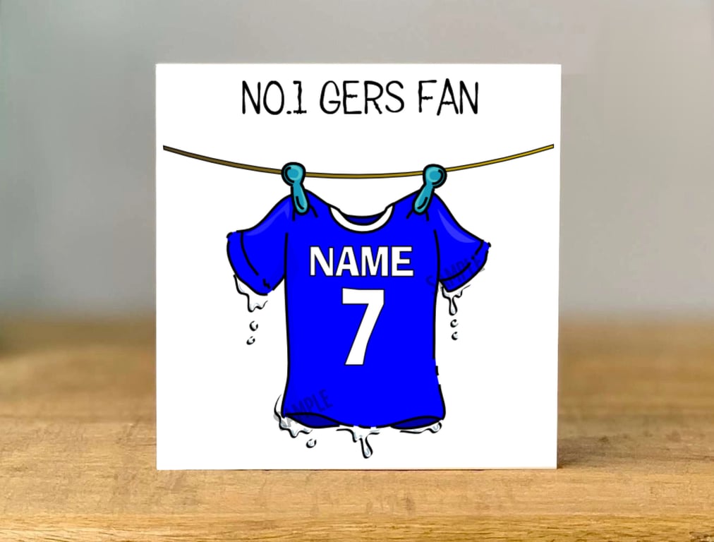 Personalised No1 Gers Fan Card, Rangers Football Gift