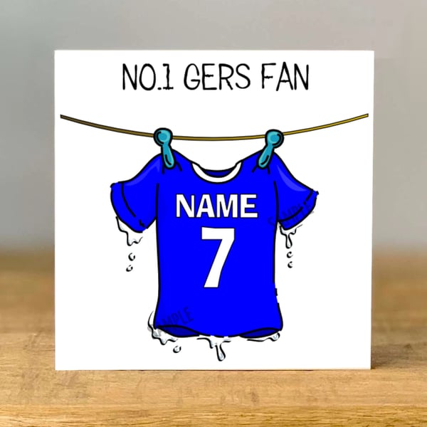 Personalised No1 Gers Fan Card, Rangers Football Gift