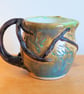 Pottery tree jug finished in green and brown bark colour glazes - Image 1