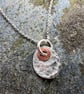 Silver and Copper Hammered Oval Pendant - Image 3
