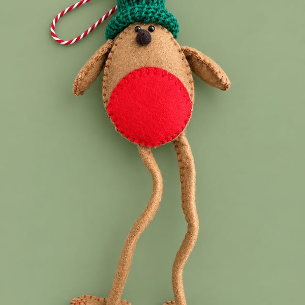 Handmade Felt Christmas Robin Decoration