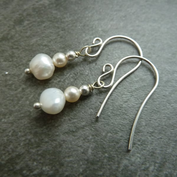 sterling silver earrings, freshwater pearl