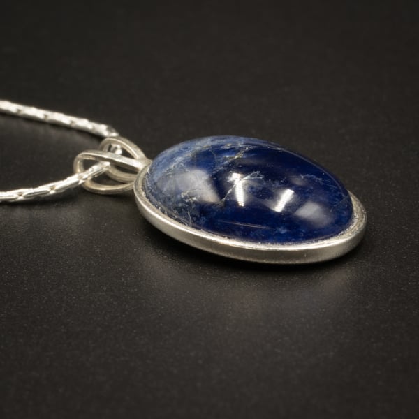 Sodalite, sterling silver gemstone pendant necklace, Sagittarius gift
