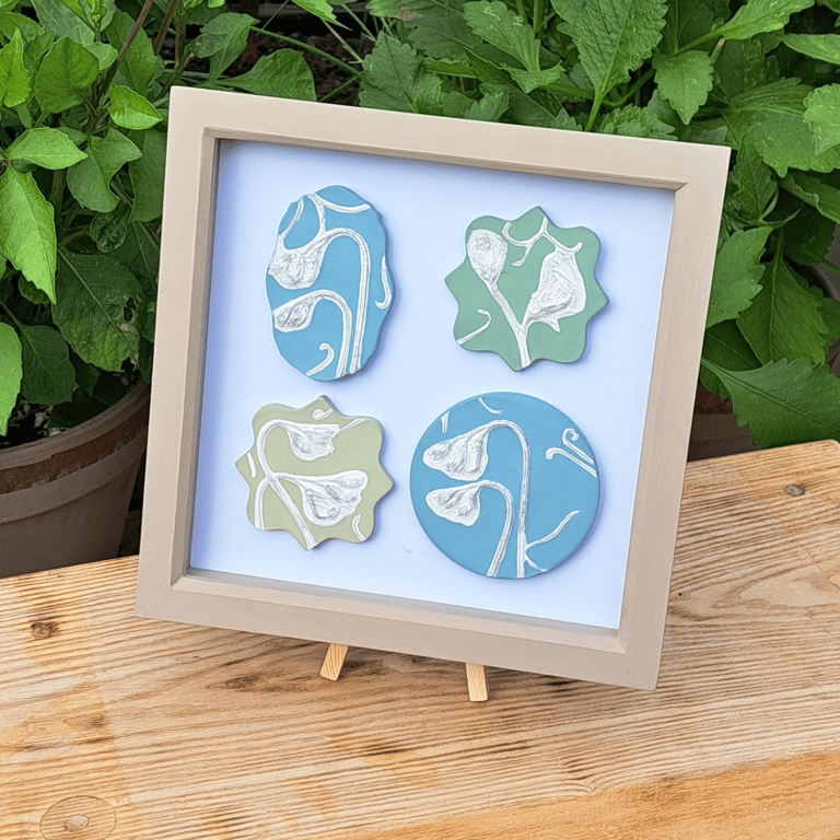 Sweetpea Botanical Plaster Casting Framed Set