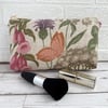 Make up bag, cosmetic bag with wildflowers and butterfly