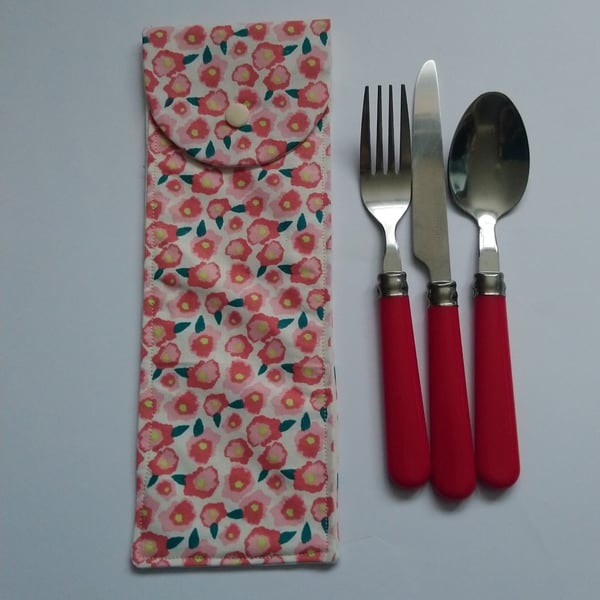 Seconds Sunday- Peach Floral Travel Cutlery Case