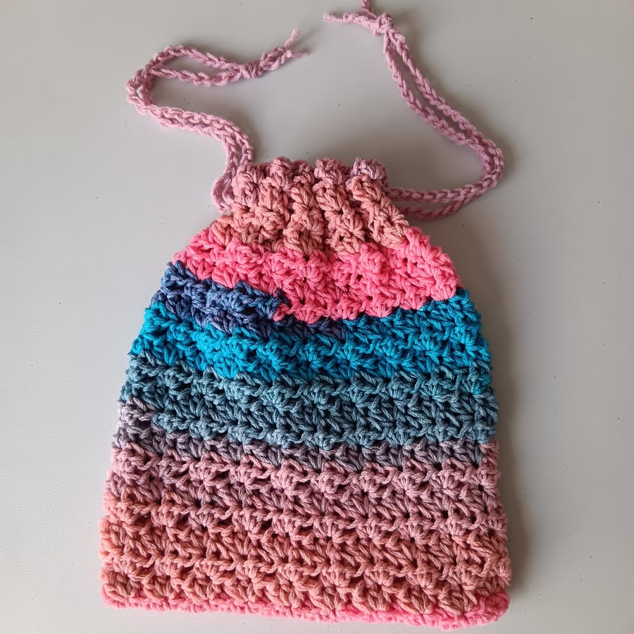 Crochet Drawstring Bag (Delphinium) - pretty and practical!