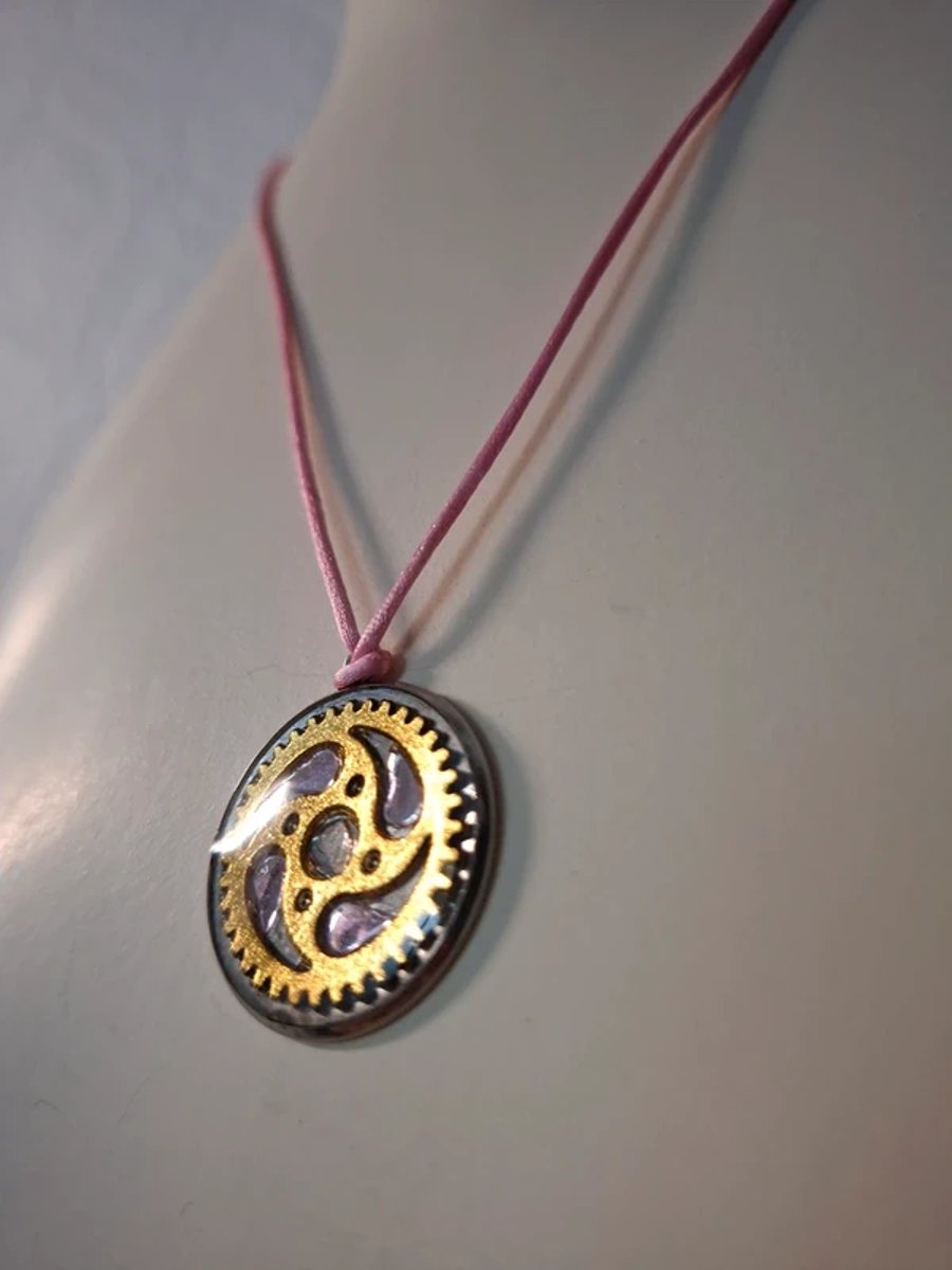 Steam Punk Style Hand Made Resin Crafted Pendant Pink Version