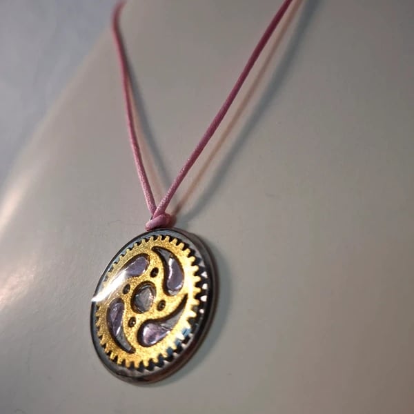 Steam Punk Style Hand Made Resin Crafted Pendant Pink Version