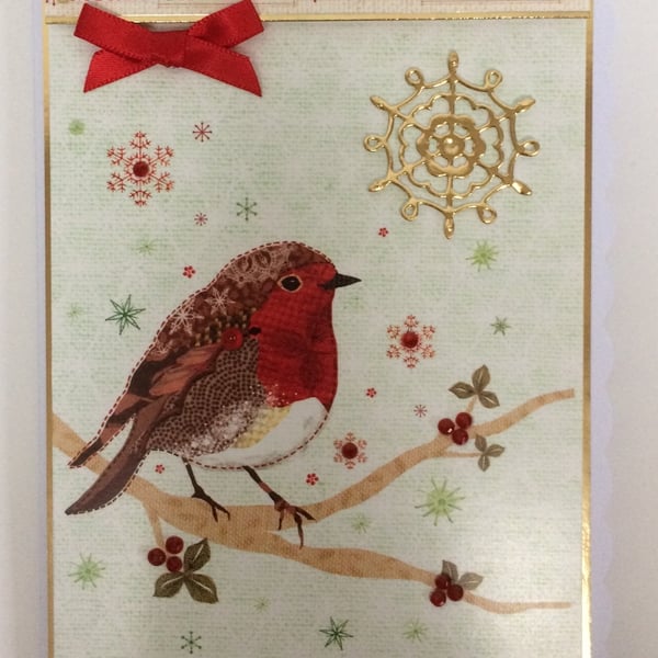 Christmas Card Robin Merry Christmas 3D Luxury Handmade Card