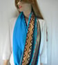 Infinity scarf (two tone, plain turquoise and  turquoise and gold Aztec print ) - Image 7