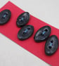 5 Small Oval Coal Black Ceramic Buttons - Image 4