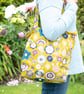 Mustard Gold Flower Design Tote Bag - Image 1