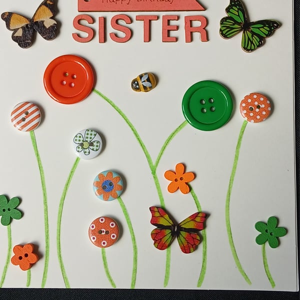 Handmade, sister birthday card 