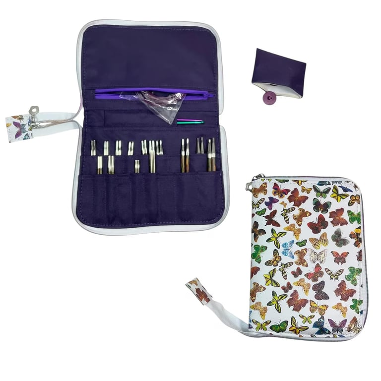 Interchangeable knitting needle case , fully zip around knit pro case, 