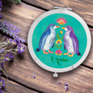 Round Penguin Compact Mirror – Turquoise