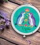 Round Penguin Compact Mirror – Turquoise