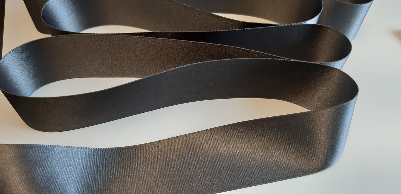 Dark grey double faced satin ribbon, 3metres length 35mm wide, Berisfords ribbon