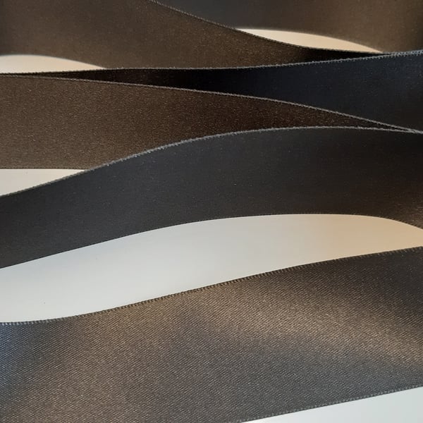 Dark grey double faced satin ribbon, 3metres length 35mm wide, Berisfords ribbon