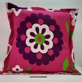 Hot pink 18" flower cushion envelope back