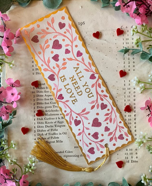 All You Need Is Love Handmade Bookmark