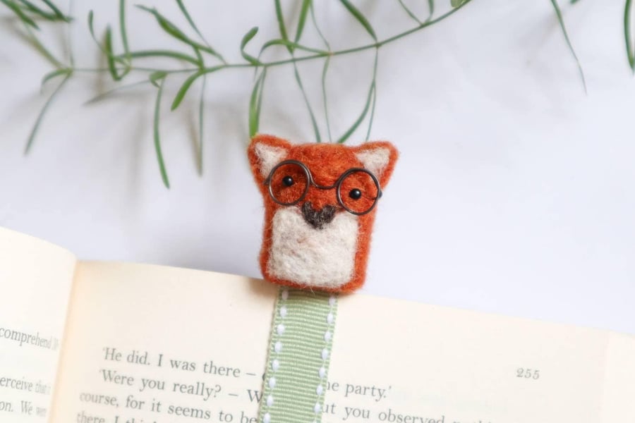 Woolly Fox Bookmark - Needle Felt Felted Handmade Wool Book Reading Marker Mark 