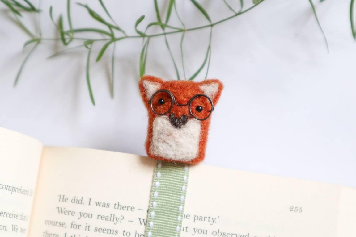 Woolly Fox Bookmark - Needle Felt Felted Handmade Wool Book Reading Marker Mark 