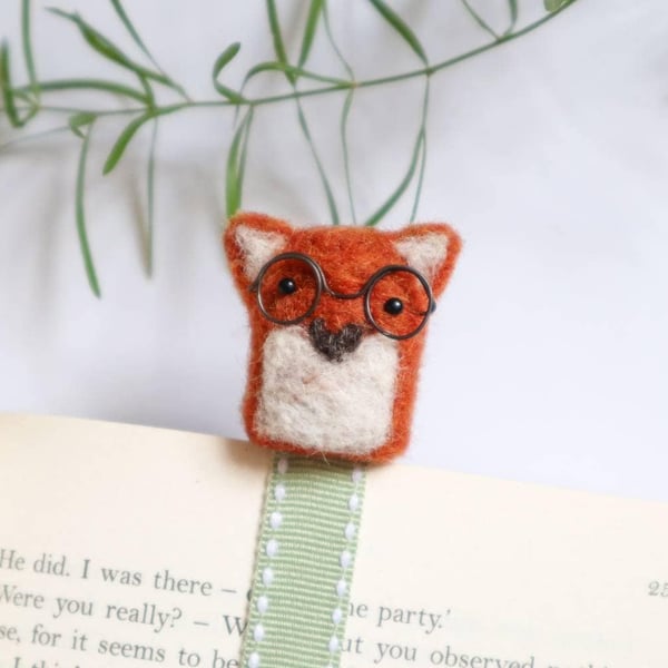 Woolly Fox Bookmark - Needle Felt Felted Handmade Wool Book Reading Marker Mark 