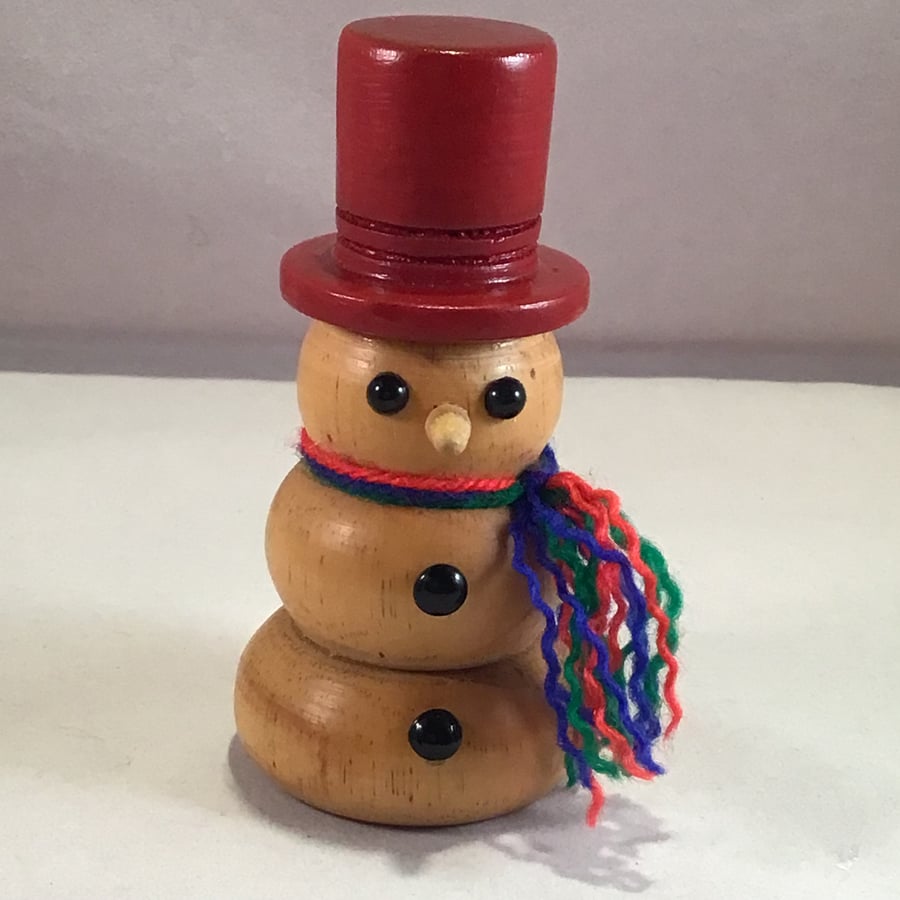 Wood turned snowman