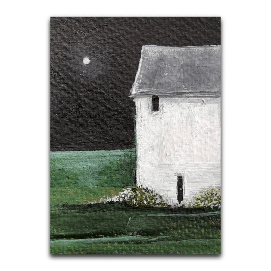 Tiny Original Painting ACEO - Whimsical House Art - Christmas Stocking Filler 