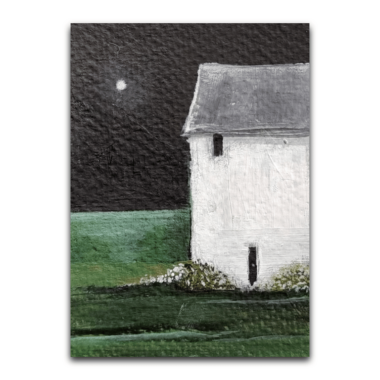 Tiny Original Painting ACEO - Whimsical House Art - Christmas Stocking Filler 
