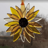 Fused Glass Mini Sunflower Wall Art, Hanging Mobile Decoration Keepsake, 8cm