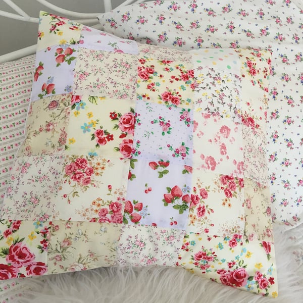 Shabby chic patchwork cushion cover  
