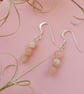 Beaded peach-sunstone dangle earrings