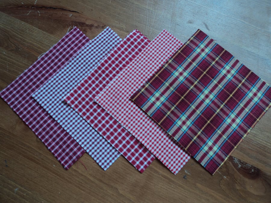 10  x Red 5" Squares perfect for scrappy quilts.