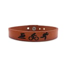 Triathlon Bracelet personalised leather - choice of colours - adjustable length